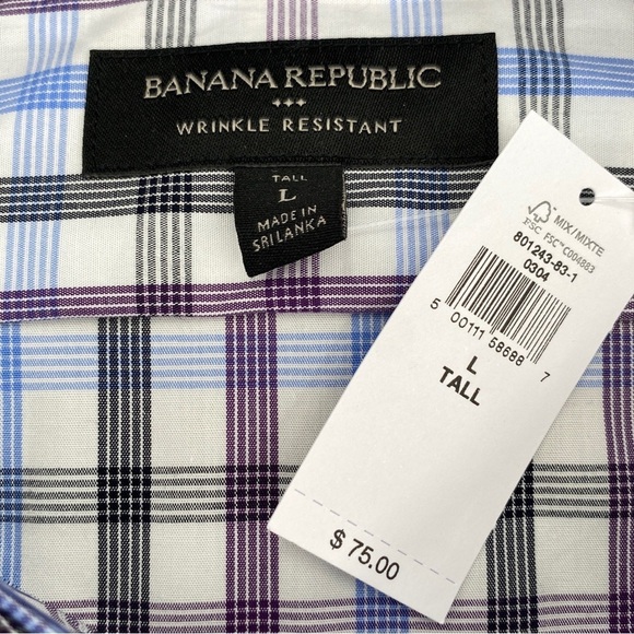 Banana Republic Factory White Slim Fit Button Down Shirt Size Large Tall NEW - Picture 3 of 10